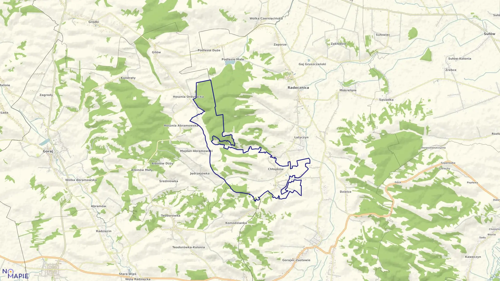 Mapa obrębu CHŁOPKÓW w gminie Frampol