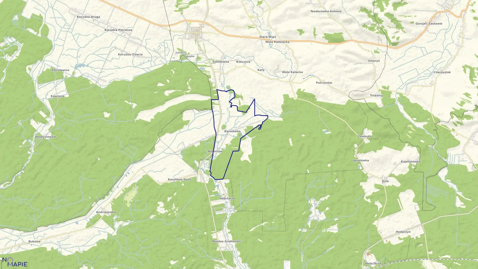 Mapa obrębu KAROLÓWKA w gminie Frampol