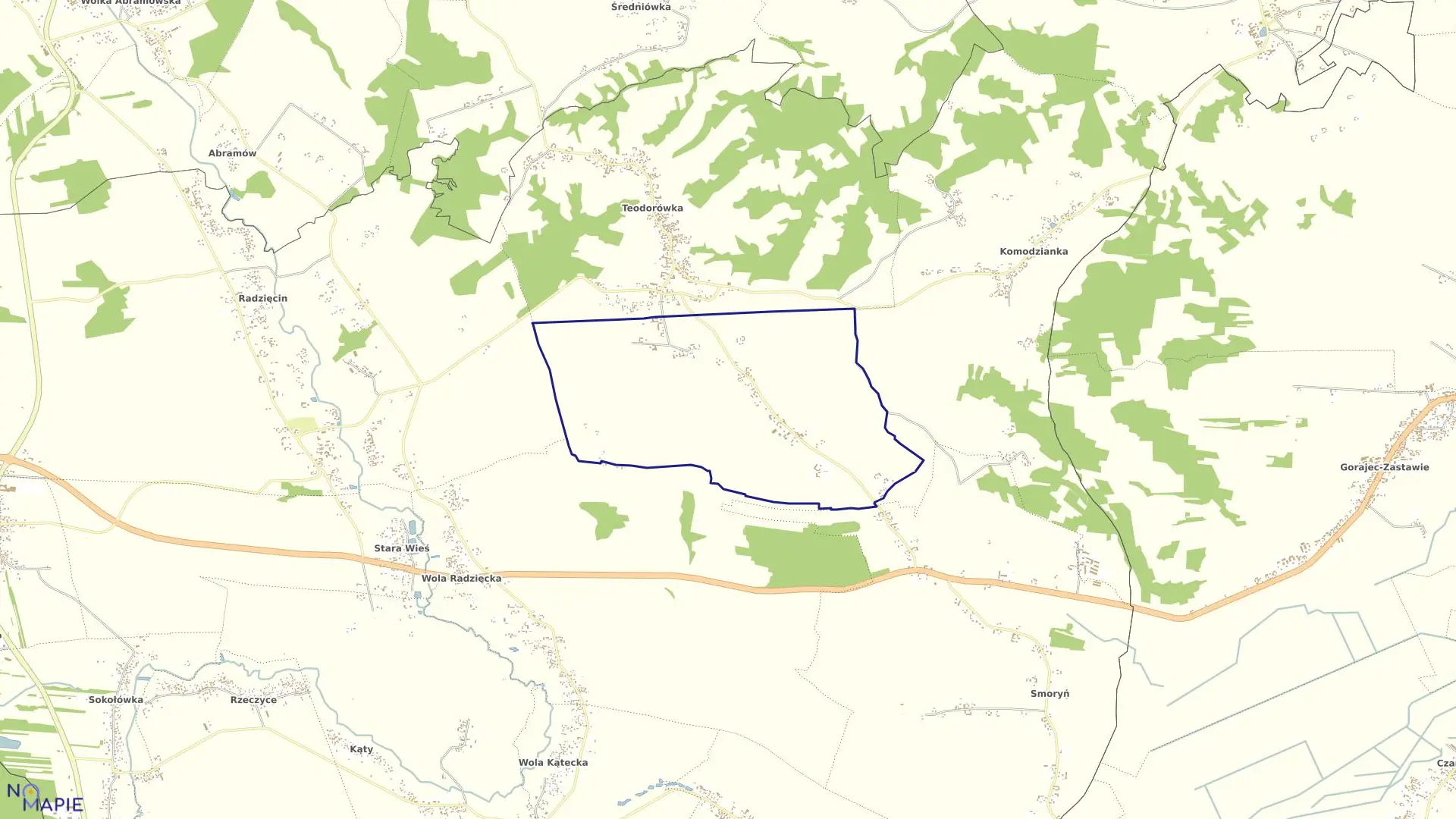 Mapa obrębu KOLONIA TEODORÓWKA w gminie Frampol