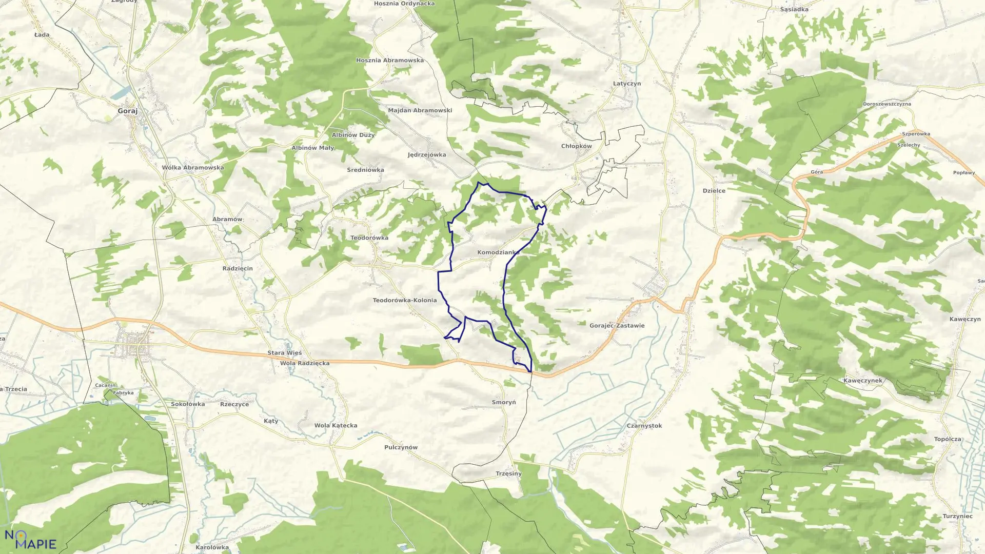 Mapa obrębu KOMODZIANKA w gminie Frampol